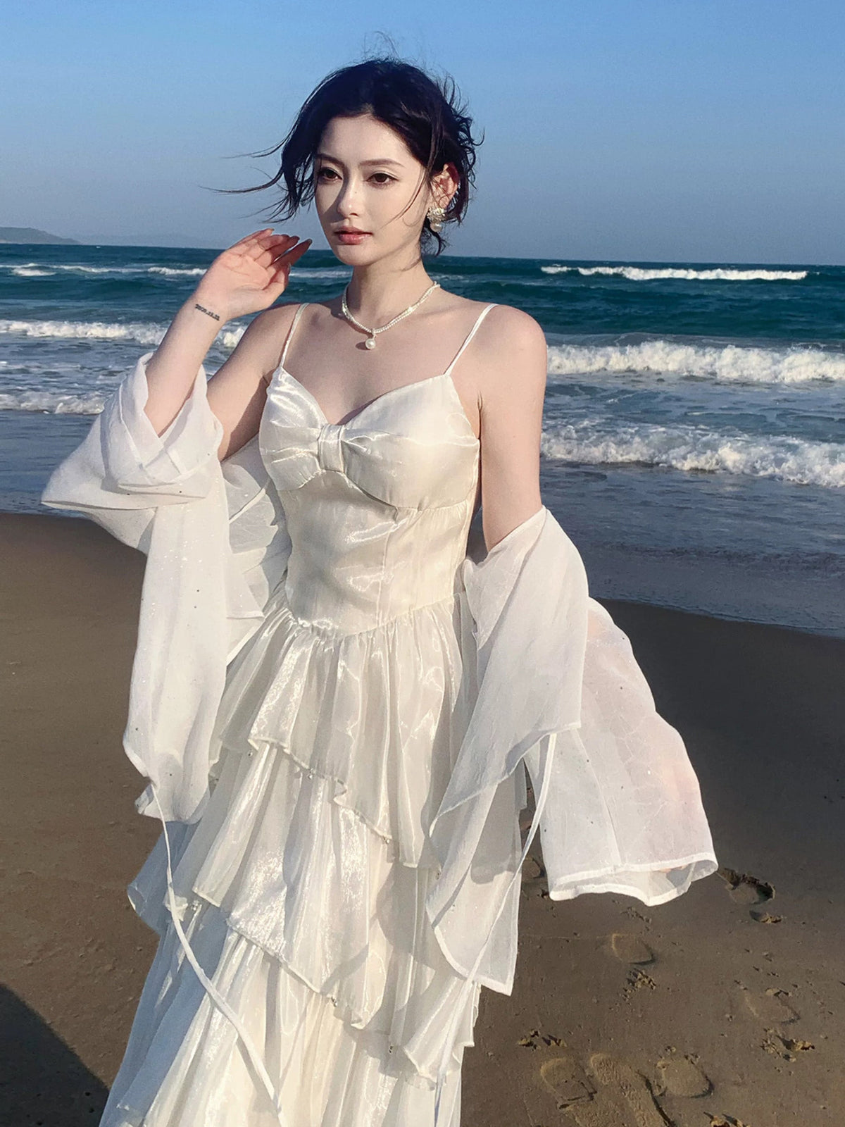 A-line Sweetheart Floor Length Ivory Long Prom Dress Party Dress