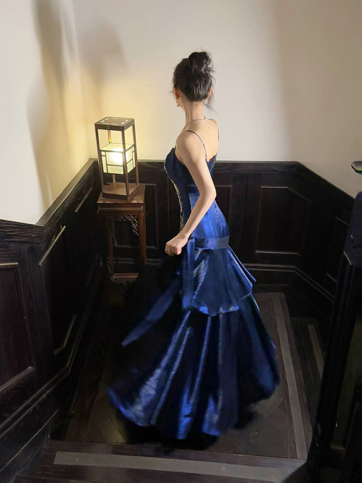 Mermaid Sweetheart Neck Blue Long Party Prom Dress