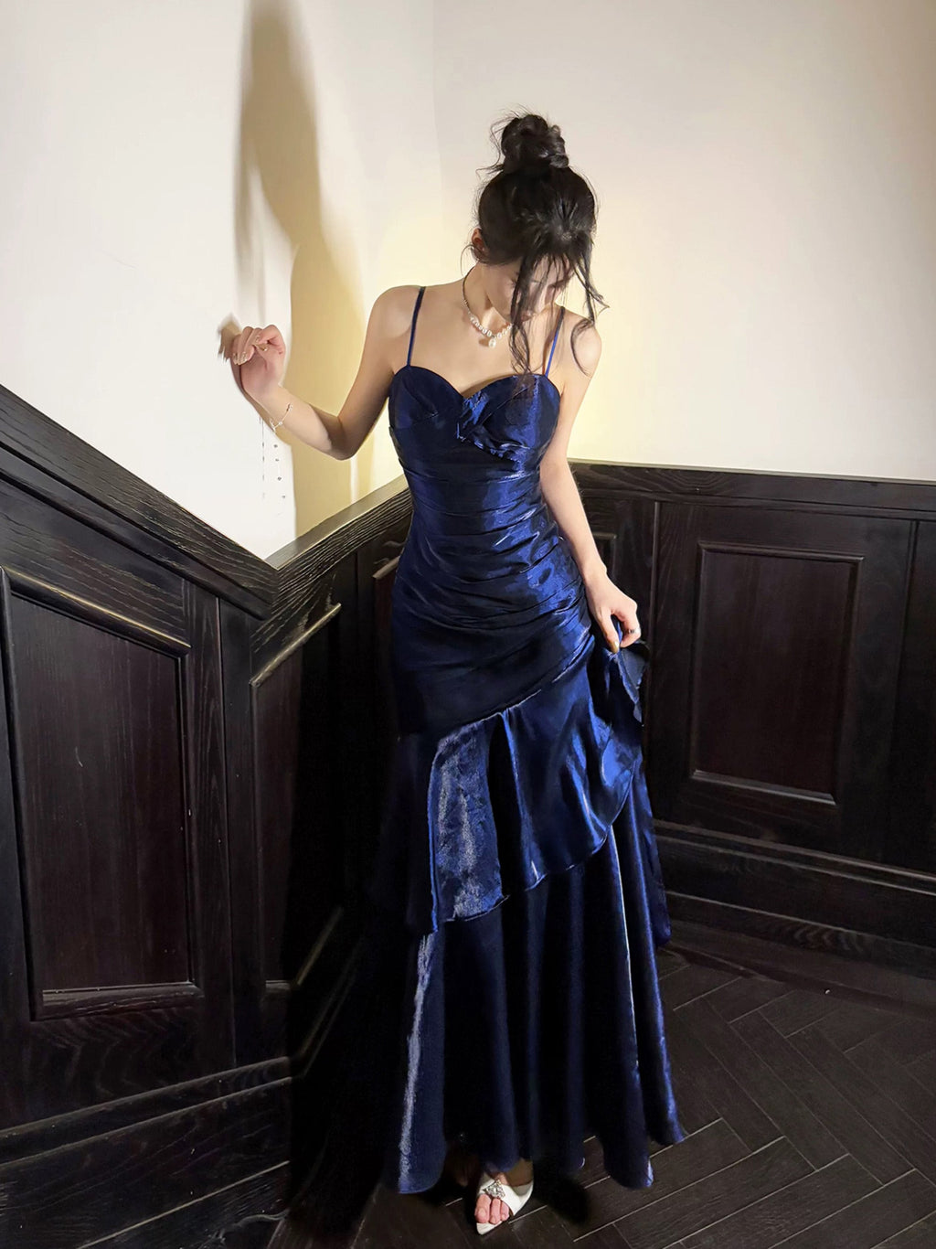 Mermaid Sweetheart Neck Blue Long Party Prom Dress