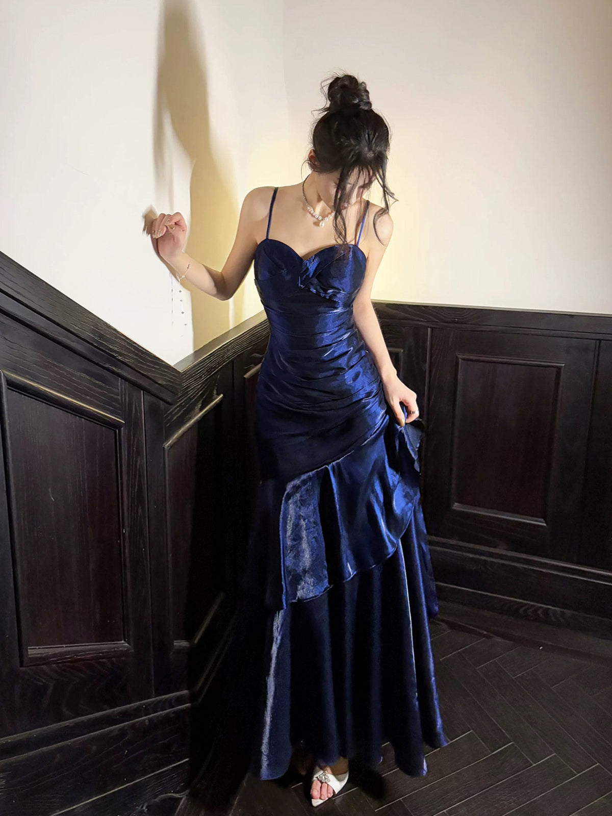 Mermaid Sweetheart Neck Blue Long Party Prom Dress