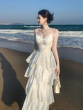 A-line Sweetheart Floor Length Ivory Long Prom Dress Party Dress