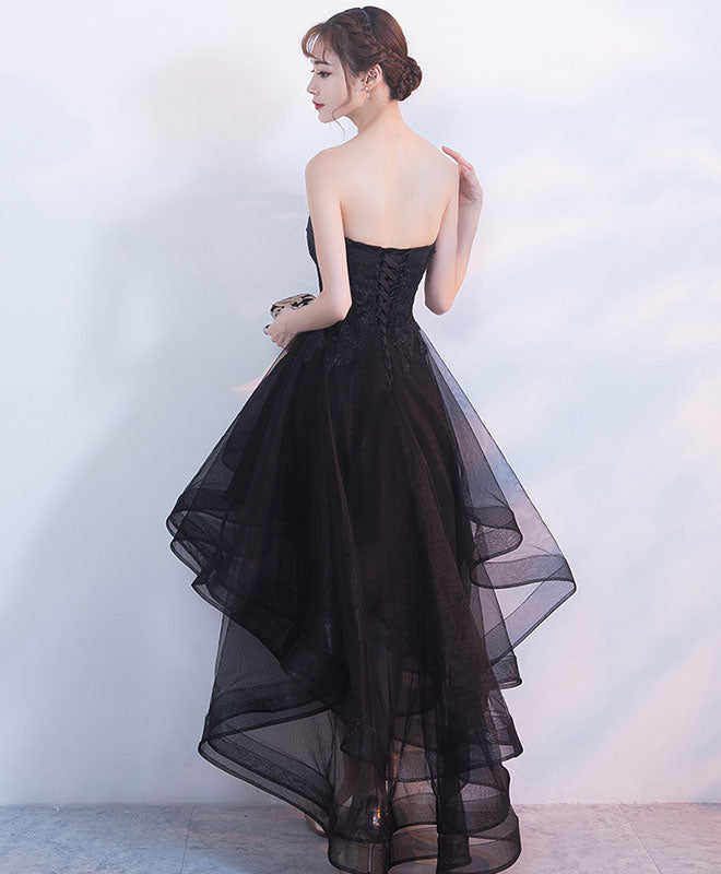 Black Tulle Lace Short Prom Dress, Black Tulle Homecoming Dress