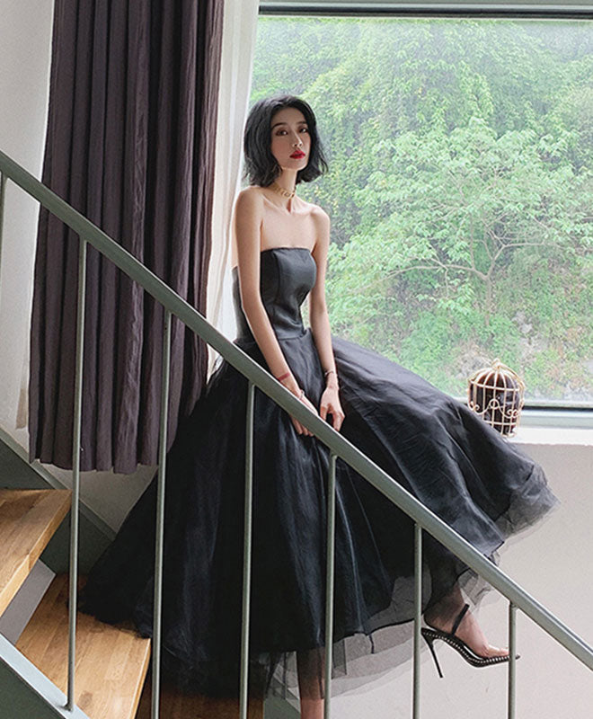 Black Tulle Short Prom Dress, Black Homecoming Dress