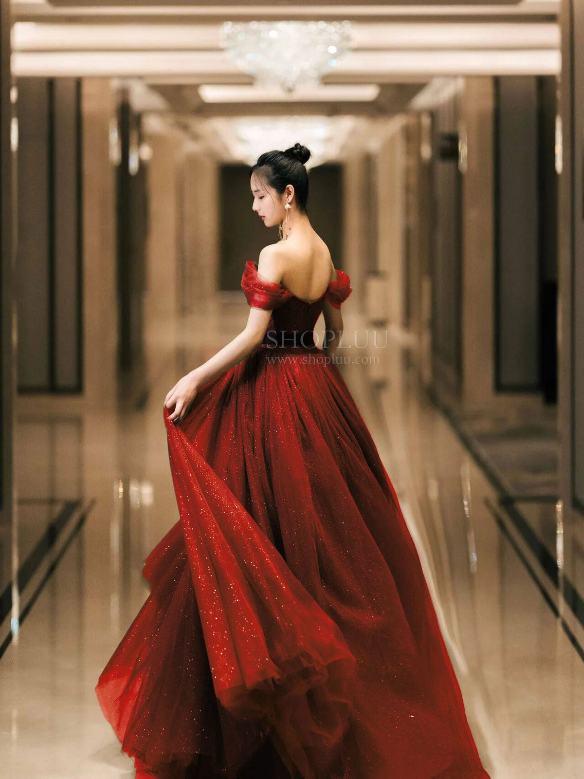 Elegant Sweetheart Neck Tulle Sequin Long Prom Dress, Backless Graduation Dresses