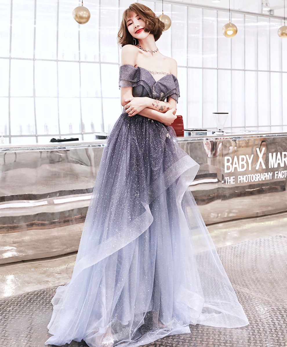 Purple Sweetheart Tulle Long Prom Dress Purple Evening Dress