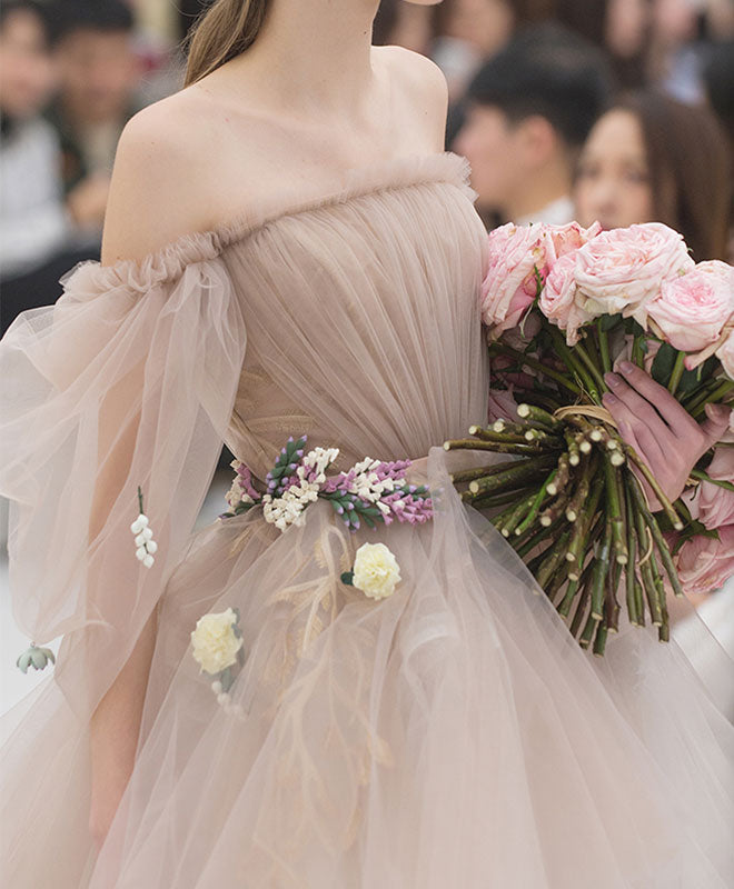 Cute Champagne Tulle Short Prom Dress, Champagne Homecoming Dress