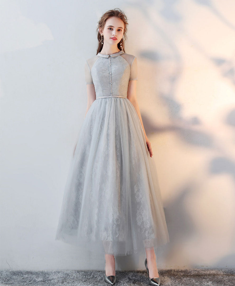 Purple High Neck Tulle Lace Prom Dress Tulle Lace Homecoming Dress