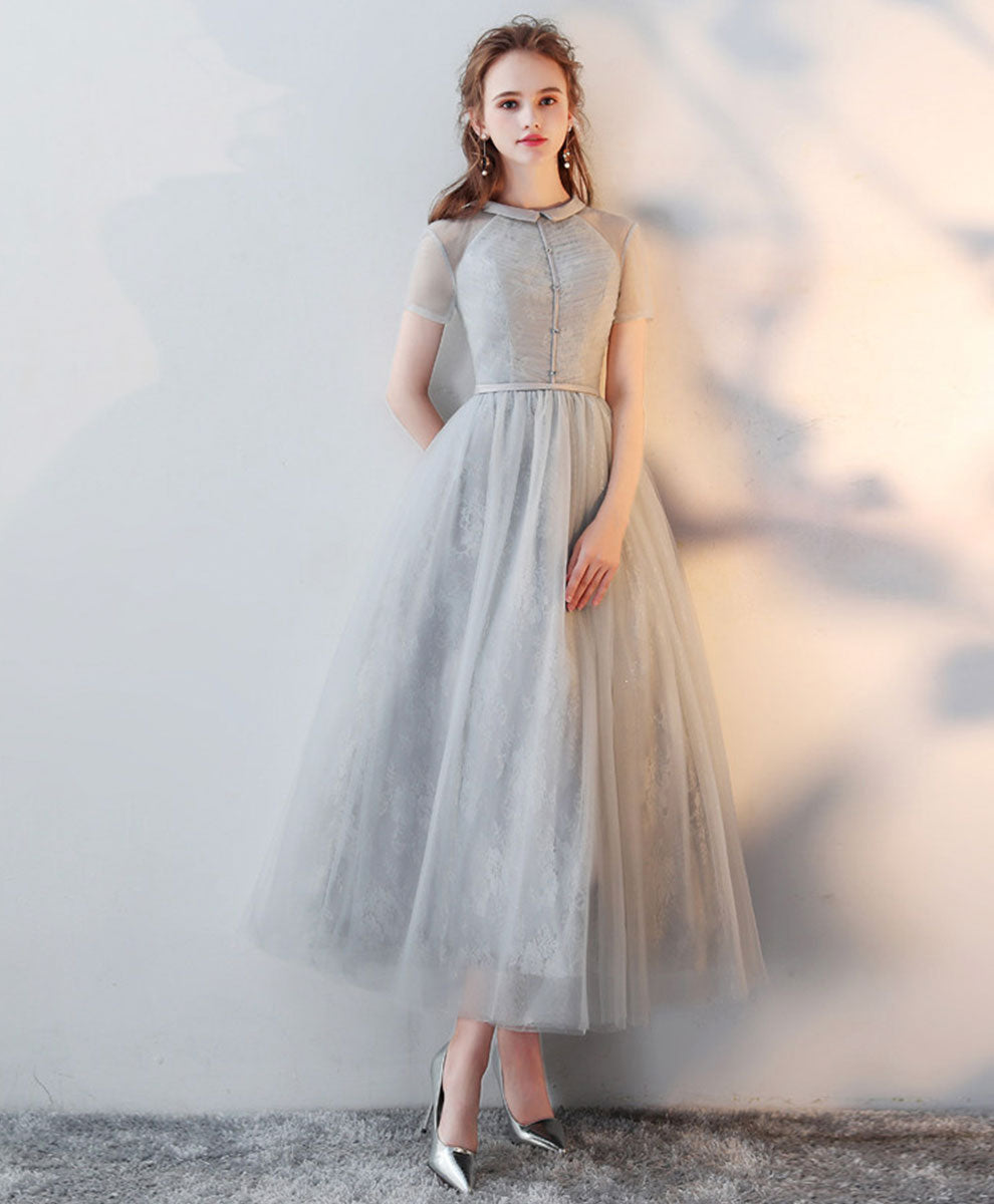 Purple High Neck Tulle Lace Prom Dress Tulle Lace Homecoming Dress