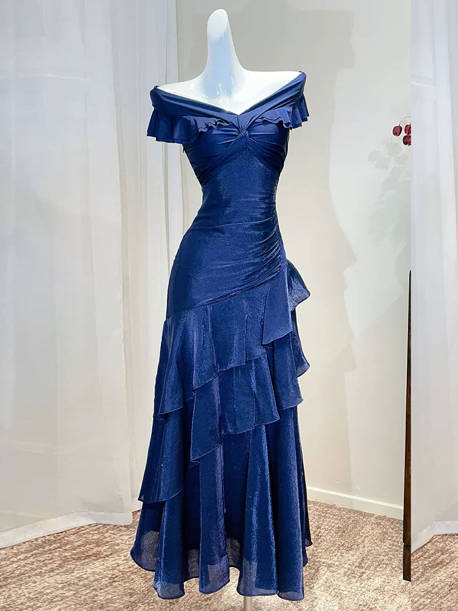Mermaid Off Shoulder Silk Floor Length Green Prom Dress