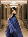 Elegant Sweetheart Neck Tulle Sequin Long Prom Dress, Backless Graduation Dresses