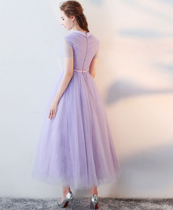 Gray High Neck Tulle Lace Prom Dress Tulle Lace Evening Dress