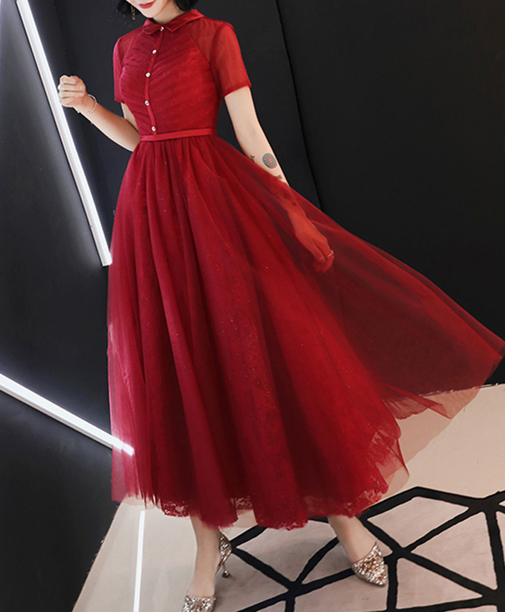 Purple High Neck Tulle Lace Prom Dress Tulle Lace Homecoming Dress