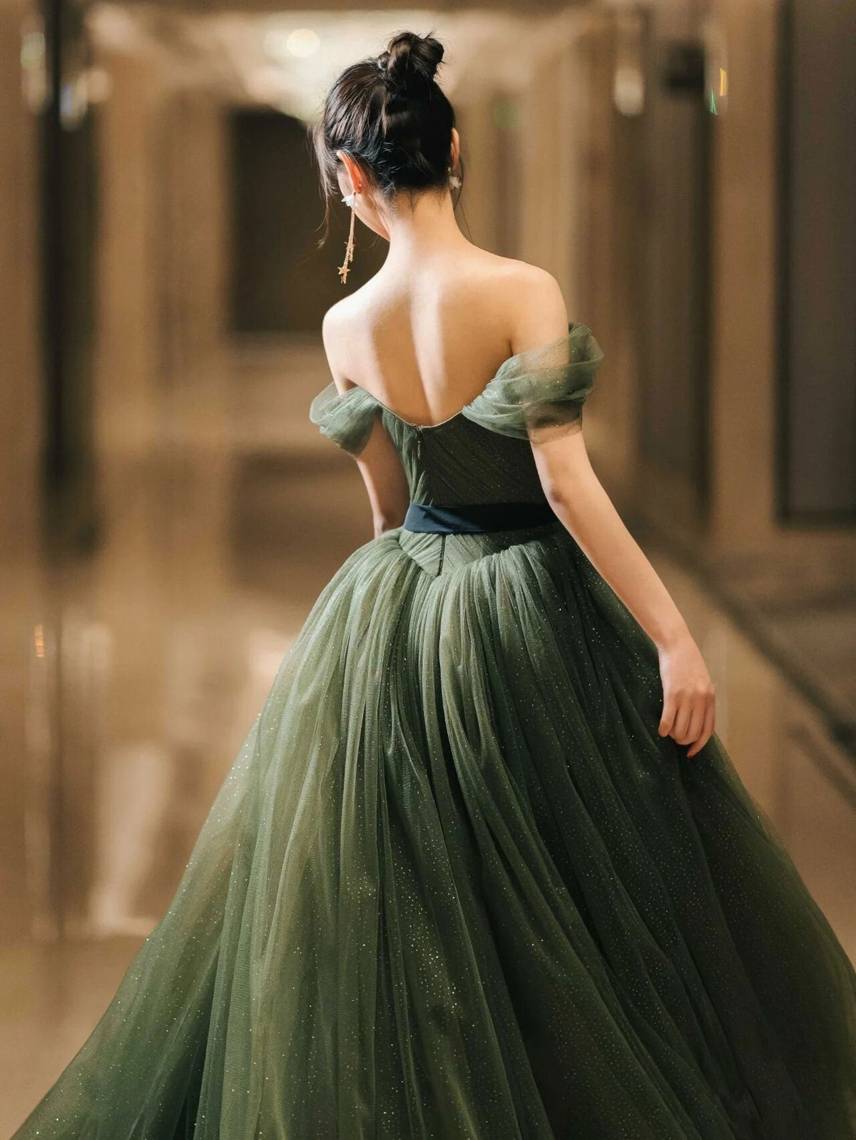 Elegant Sweetheart Neck Tulle Sequin Long Prom Dress, Backless Graduation Dresses